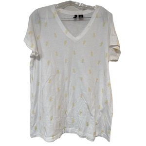 Cynthia Rowley Plus White Tshirt with Pineapples 1XL
